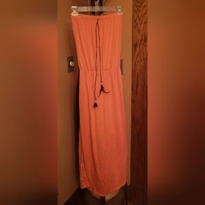 Coral strapless dress small